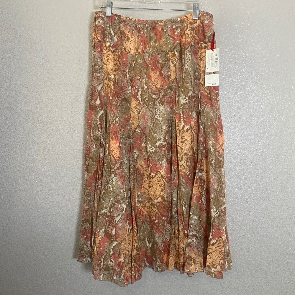 NWT Ruby Rd.‎ Pink Snakeskin Western Cowgirl Festival Bohemian Pleated Skirt 12